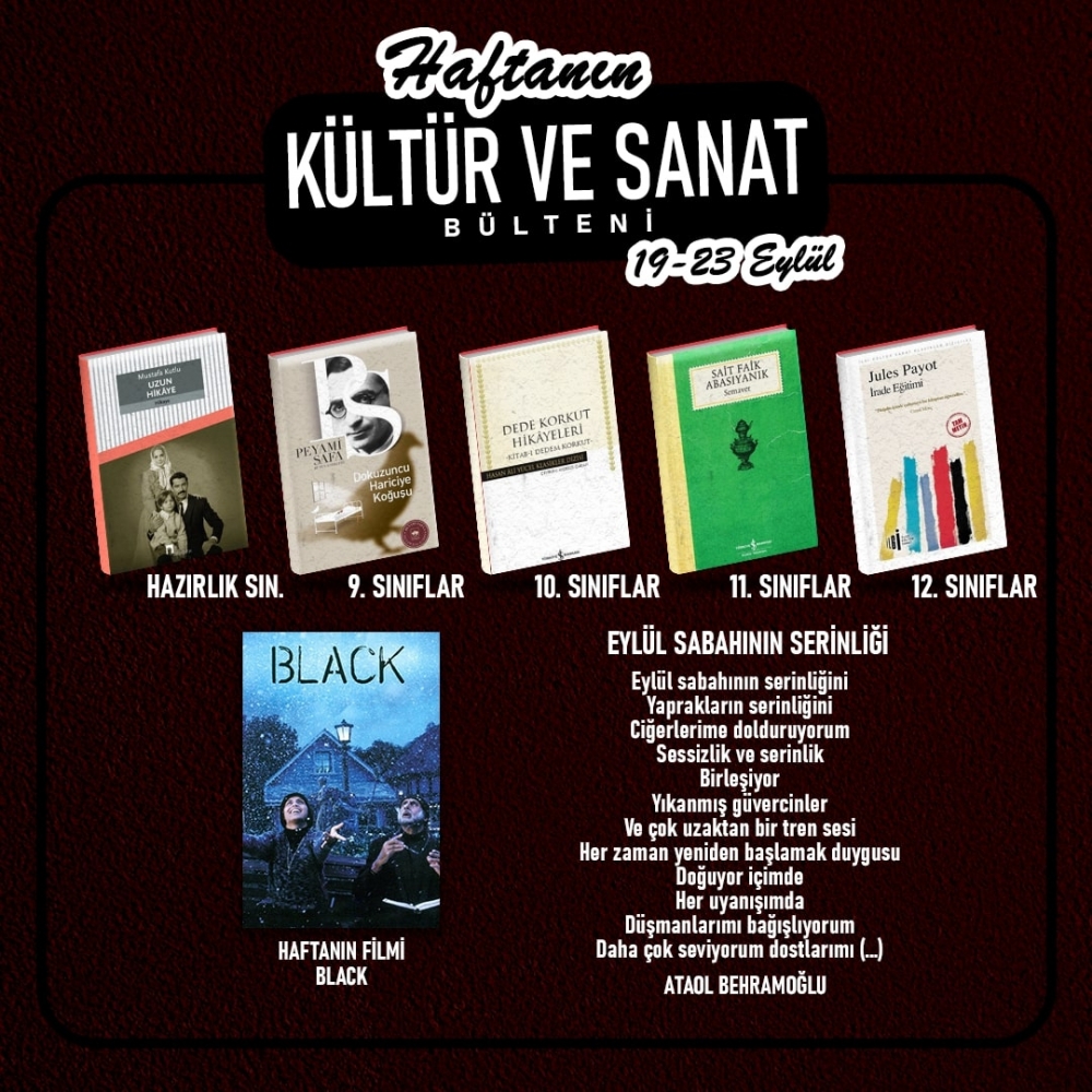 19-23 Eylül Haftanın Kültür Ve Sanat Bülteni