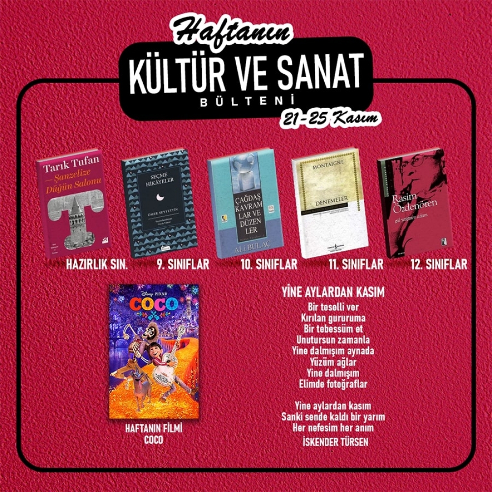 21-25 Kasım Haftanın Kültür Ve Sanat Bülteni